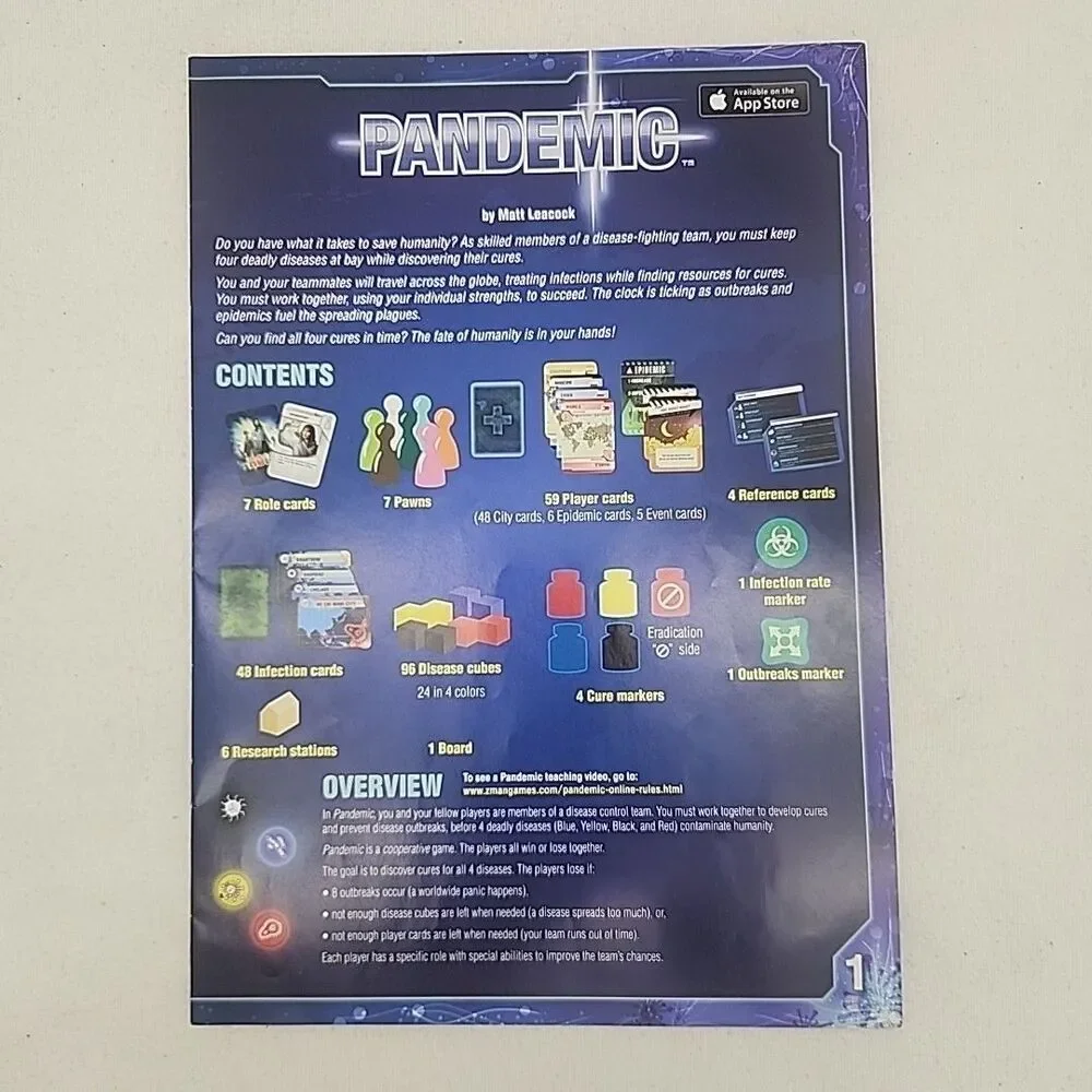 Game Pandemic Board Z-Man Games Can You Save Humanity Discover The Cure New Open